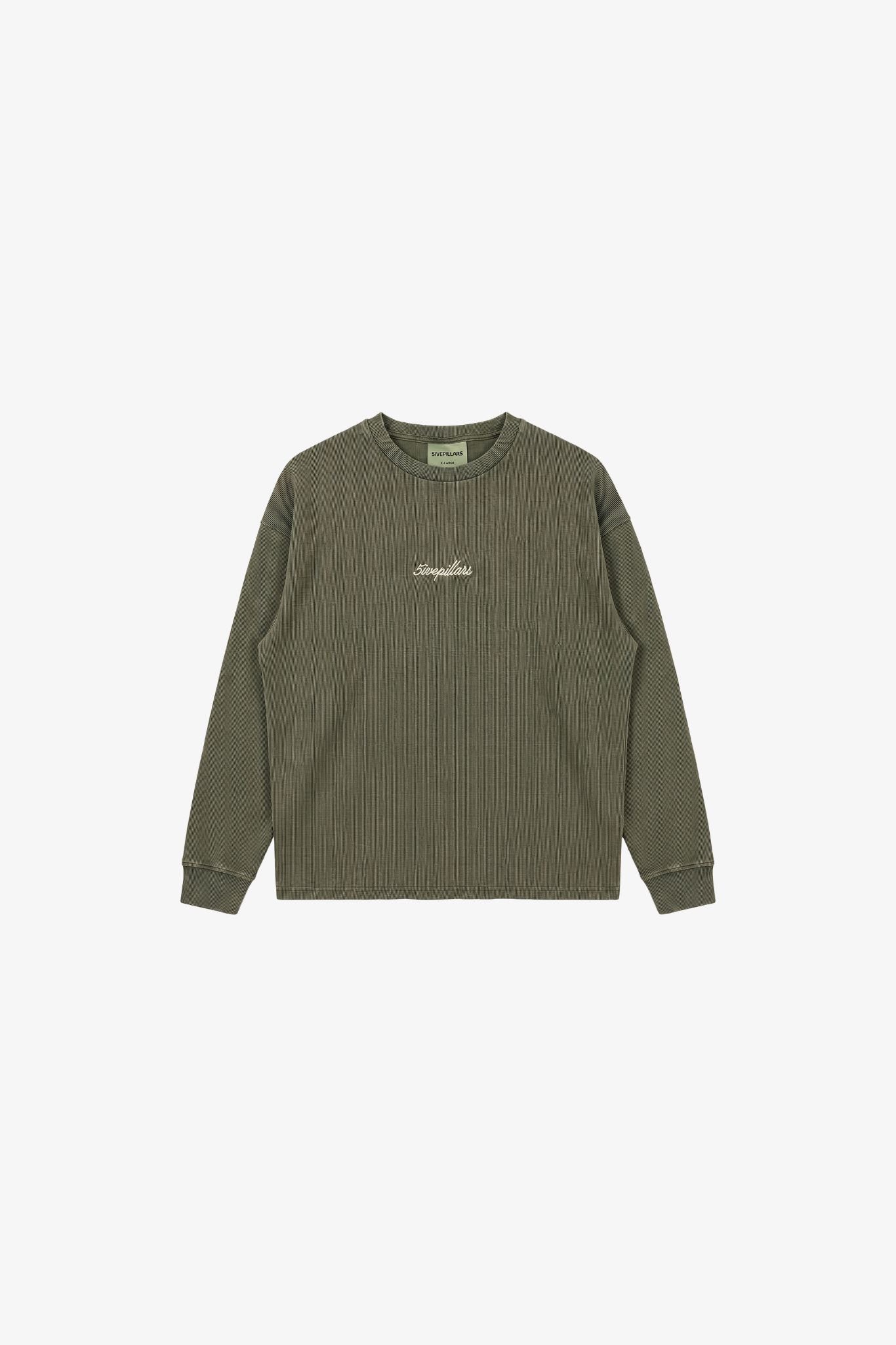Ribbed Long Sleeve Tee - Washed Green