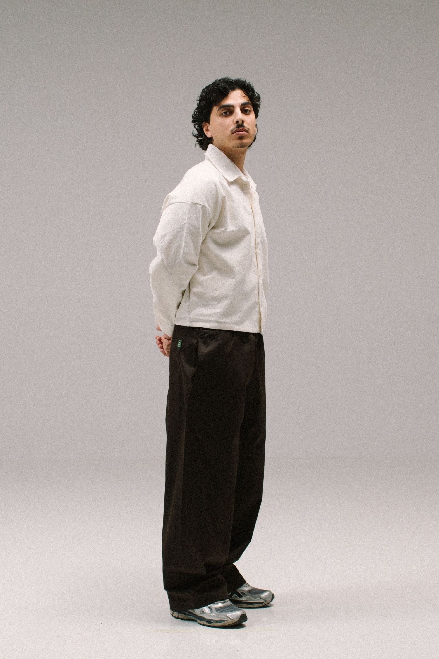 Cropped Paisley Button Up - White