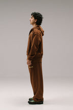 Hub (Love) Zip-Up Hoodie - Brown