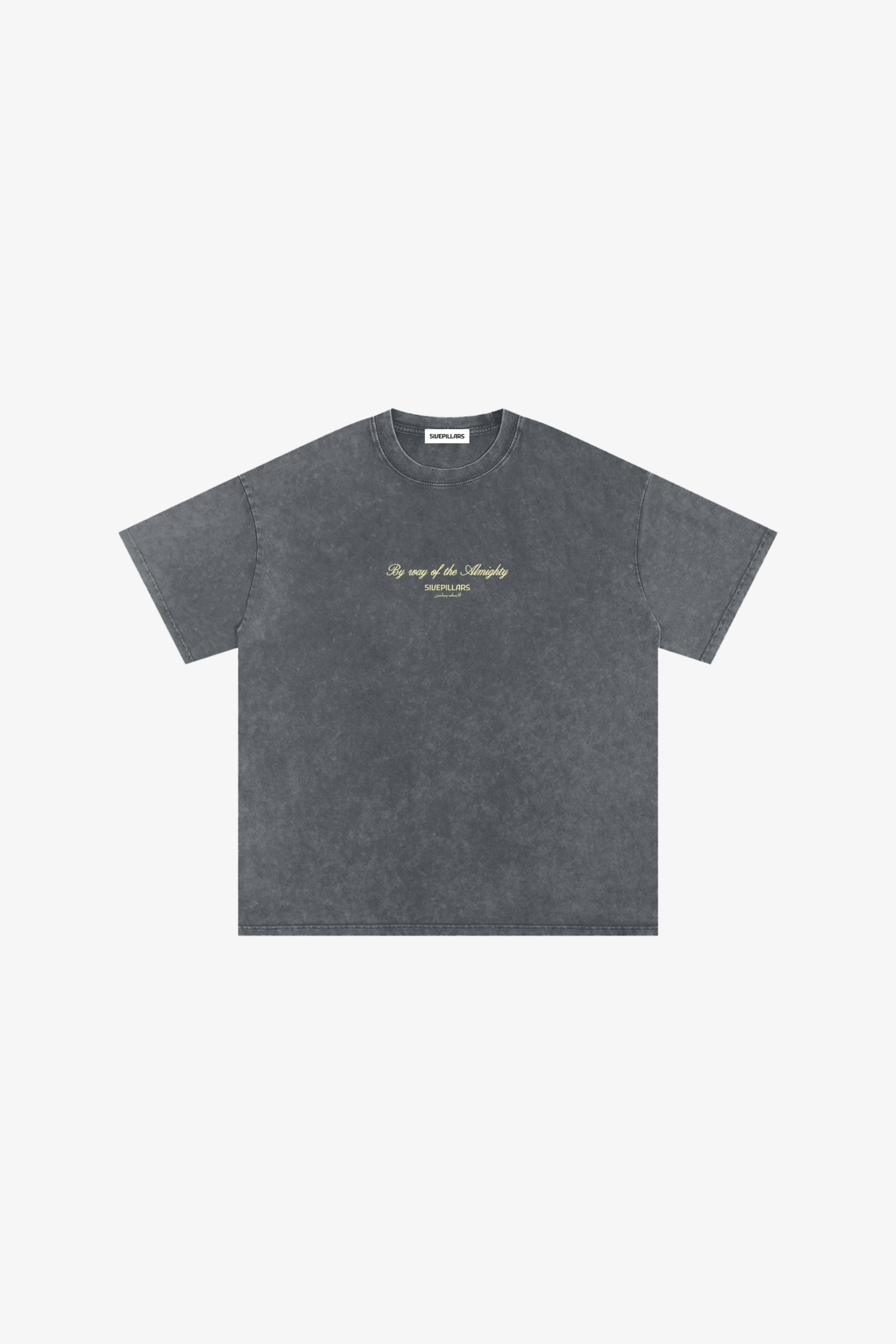 By Way Of Almighty washed heavyweight cotton tee by 5ivepillars in Dark Green, Sky Blue, and Grey