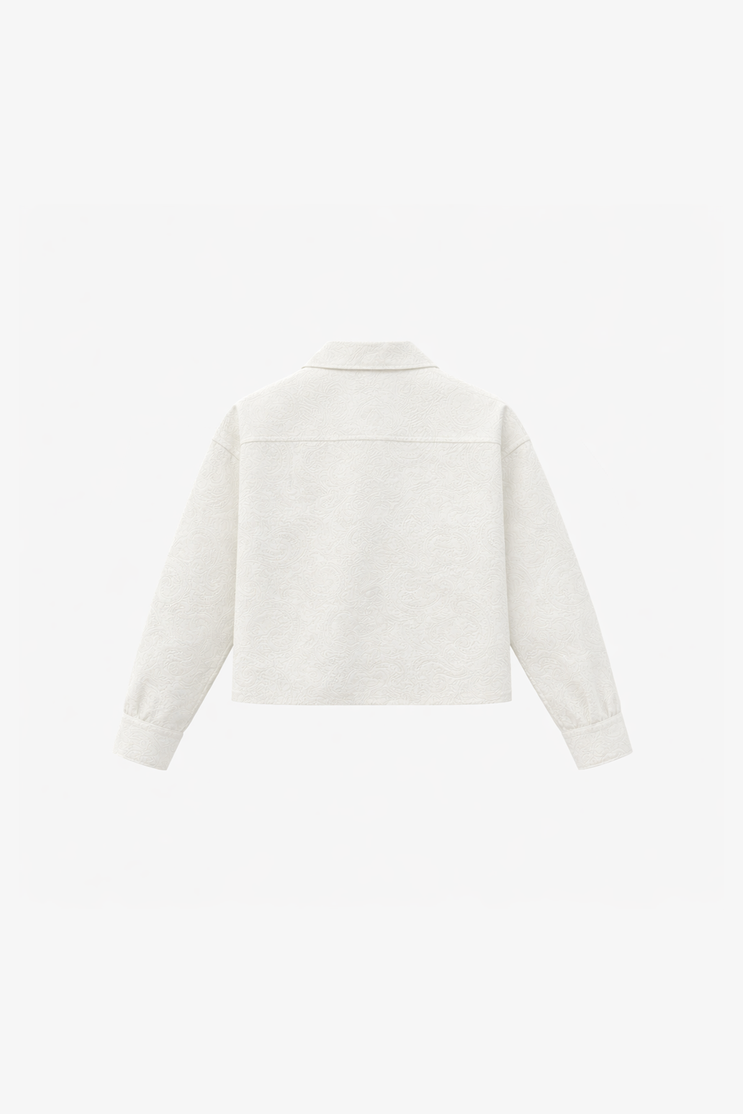 Cropped Paisley Button Up - White