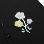 Floral Linen Button Up - Black