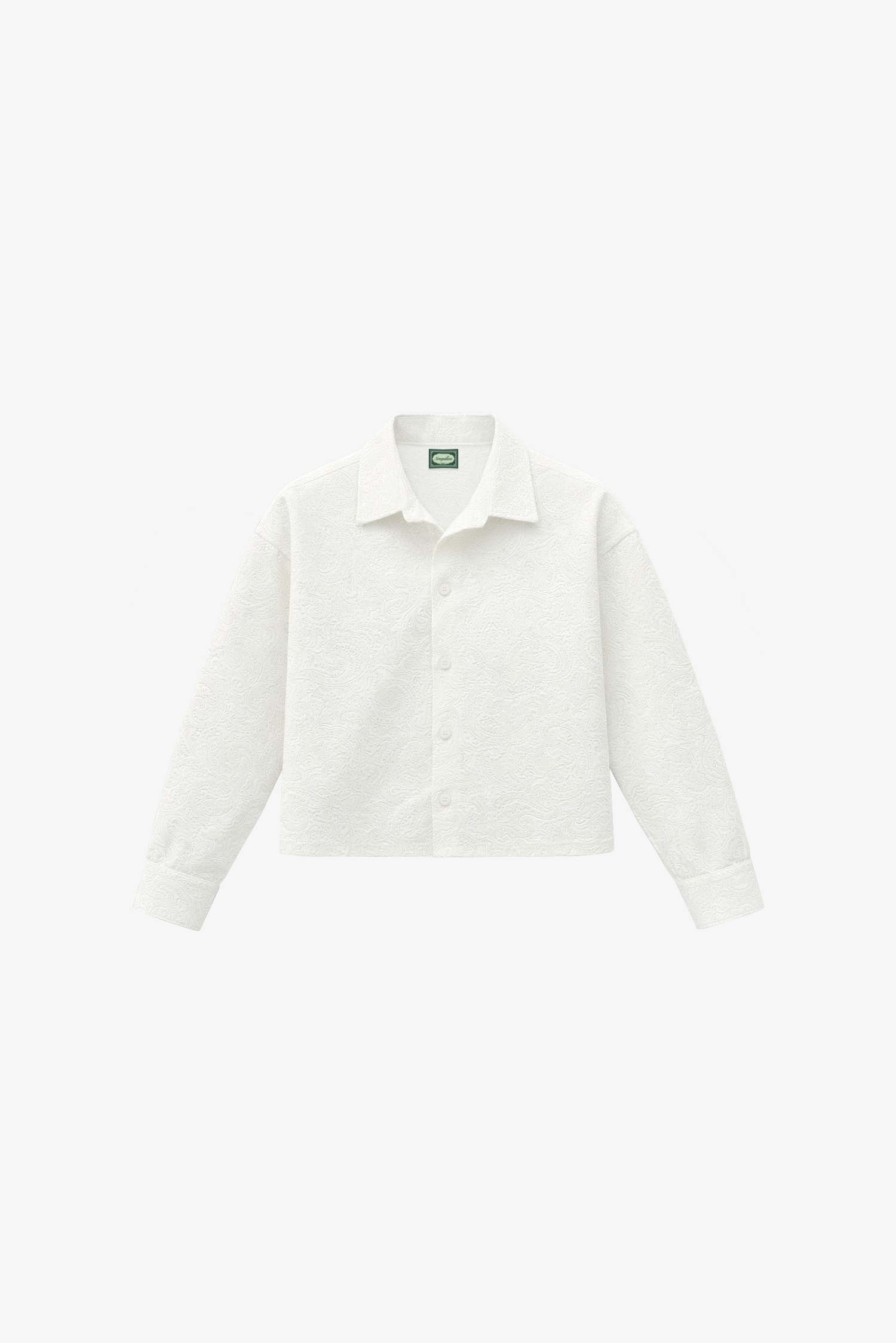 Cropped Paisley Button Up - White